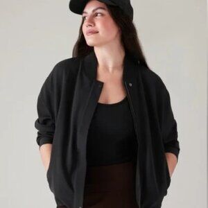 Athleta Endless Bomber Jacket Black Size Small - EUC